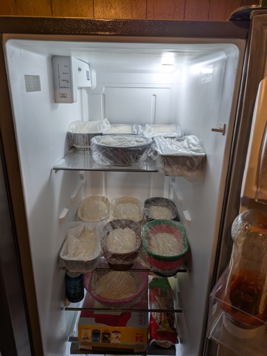 refrigerator full of dough 
